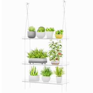 Lifewit 3-Tier Window Plant Shelves 15", Acrylic Adjustable Hanging Floating Shelf