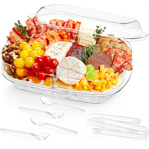 Lifewit Chilled Serving Tray for Parties, 15" Divided Shrimp Cocktail Serving Dish with Lid