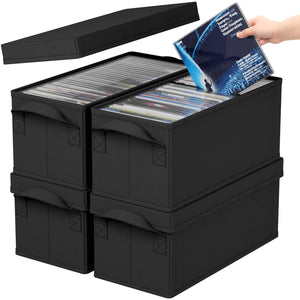 Lifewit CD Storage Box, Stackable CD Case Holder Organizer