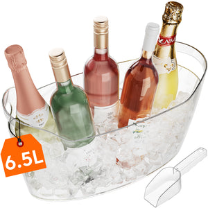 Lifewit 6.5L Ice Bucket for Parties, Portable Drink Bucket for Cocktail Bar, Plastic Champagne Cooler