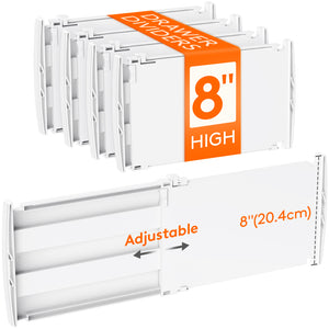 Lifewit 8" Tall 4 Pack Drawer Dividers, 35-56.5cm/13.8-22.2" Expandable Drawer Divider for Clothes