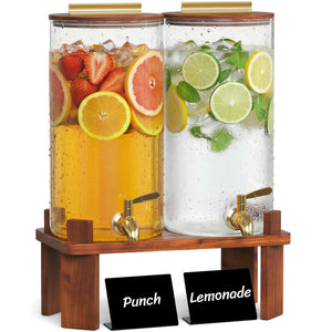 Lifewit 1.5 Gallon Drink Dispenser for Parties, Glass Beverage Container with Wood Stand