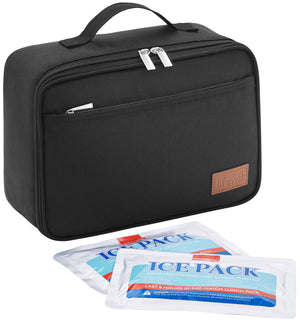 Lifewit Insulated Lunch Box with Ice Pack, Freezable Soft Lunch Cooler Bag, Black/Pink/Blue